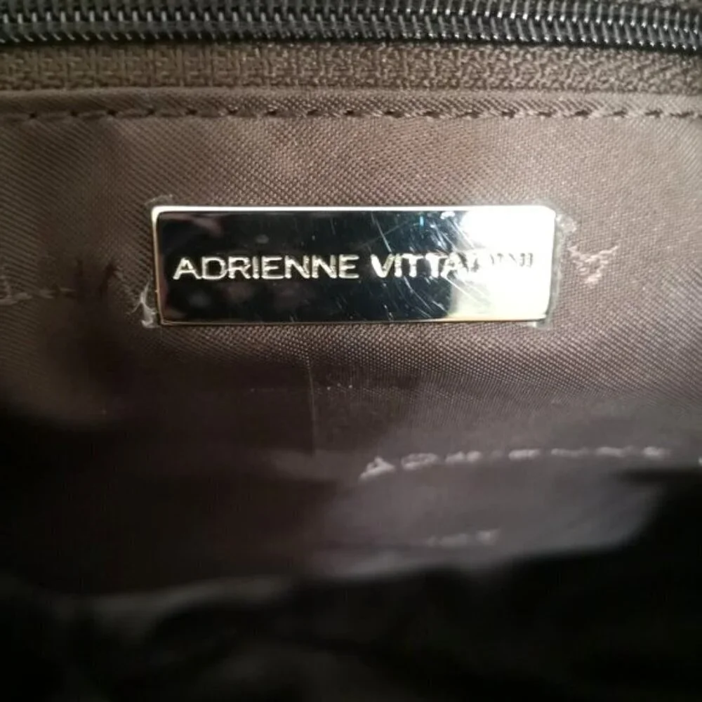 Adrienne Vittadini Boho Embroidered Sued‎ Leather Hobo Bag Black Grey